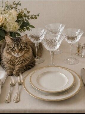 4 Vintage Crystal Sherbert Stems Pet Food Dishes Small Chips